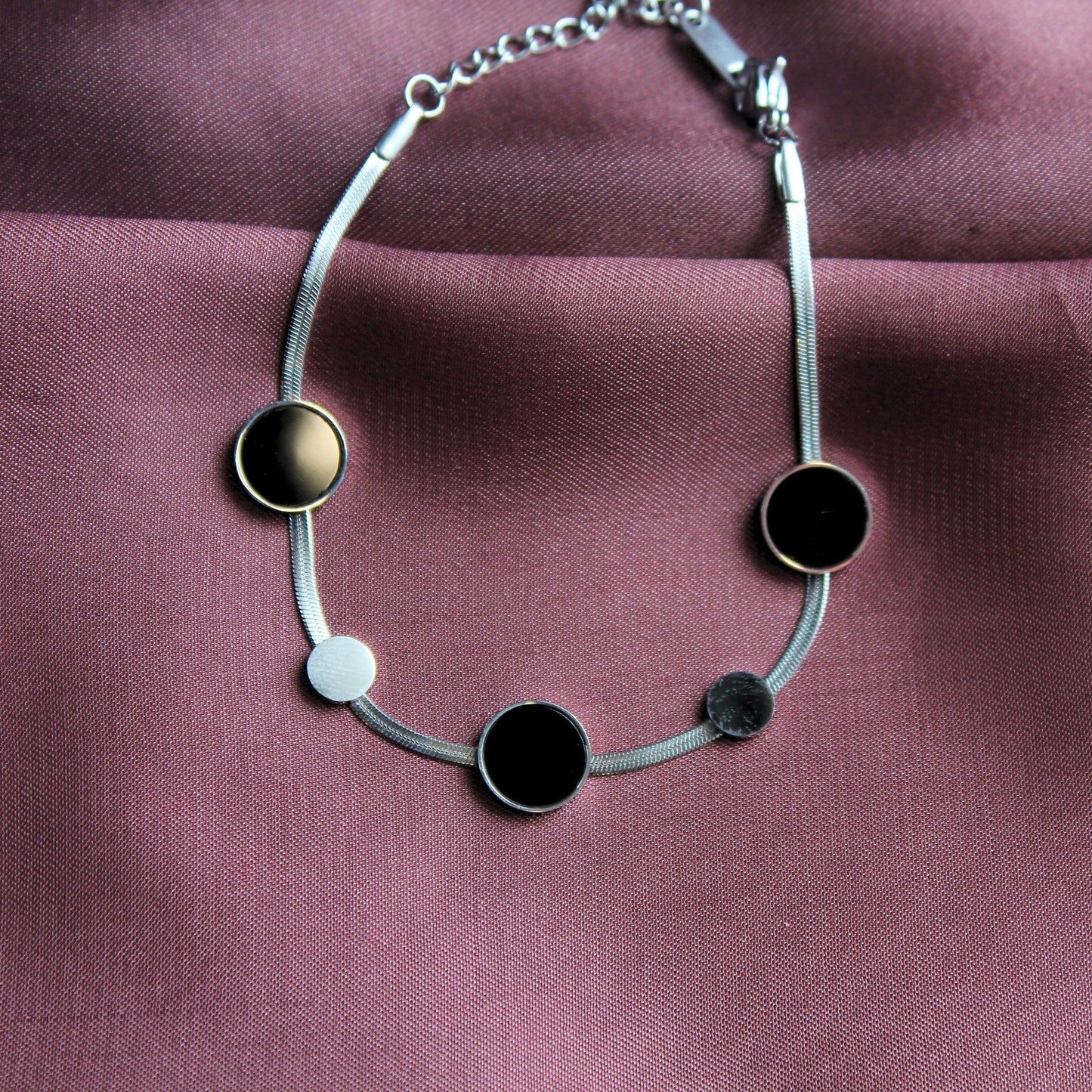 Black Moonstone Silver Bracelet