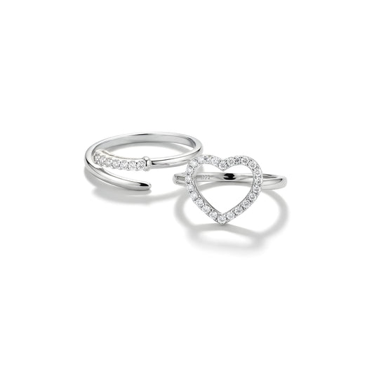 Pair of White Love Twinted Rings
